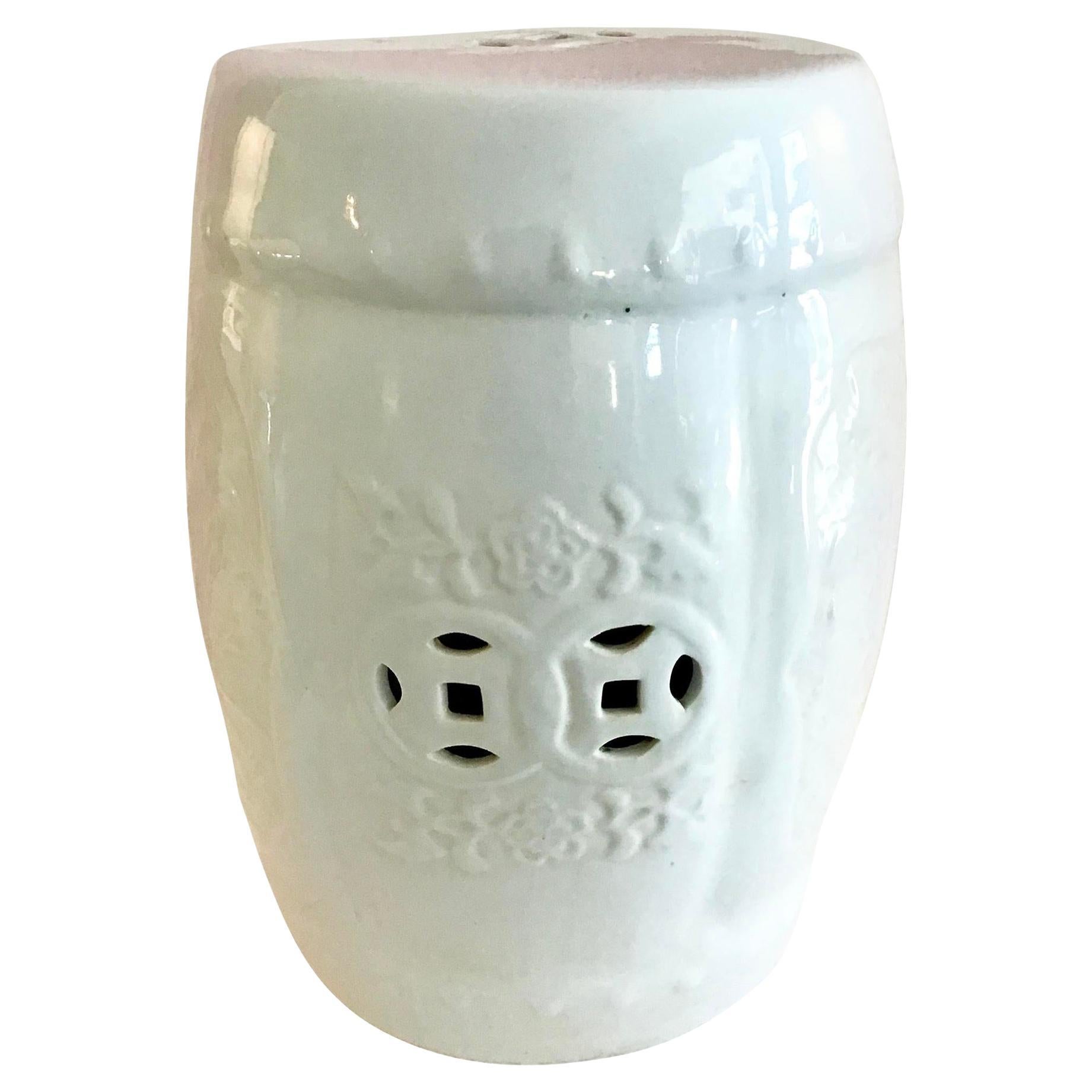Siège de jardin émaillé blanc