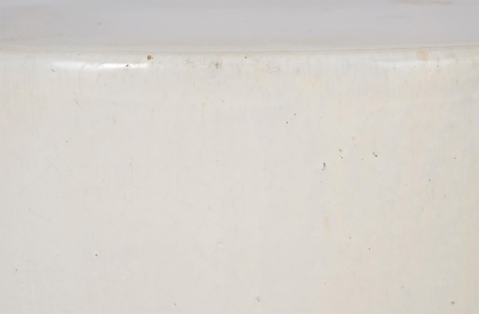 Poteries Tabouret de jardin émaillé blanc en vente