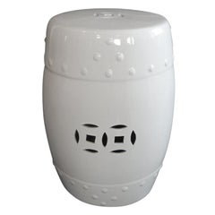 White Glazed Round Asian Export Ceramic Garden Stool