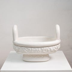 White glazed stoneware centerpiece by Clémentine Dupré, 2026.