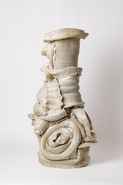 Vaso da terra in gres smaltato bianco di Patrick Crulis, 2025.