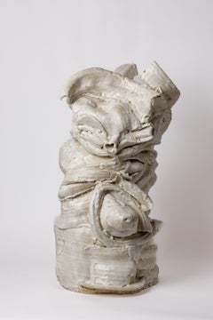 Vaso da terra in gres smaltato bianco di Patrick Crulis, 2025.