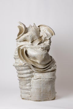 Vaso da terra in gres smaltato bianco di Patrick Crulis, 2025.