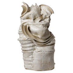 Vaso da terra in gres smaltato bianco di Patrick Crulis, 2025.