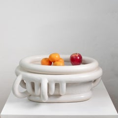 White glazed stoneware fruits bowl by Clémentine Dupré, 2026.