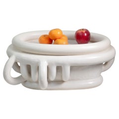 White glazed stoneware fruits bowl by Clémentine Dupré, 2026.