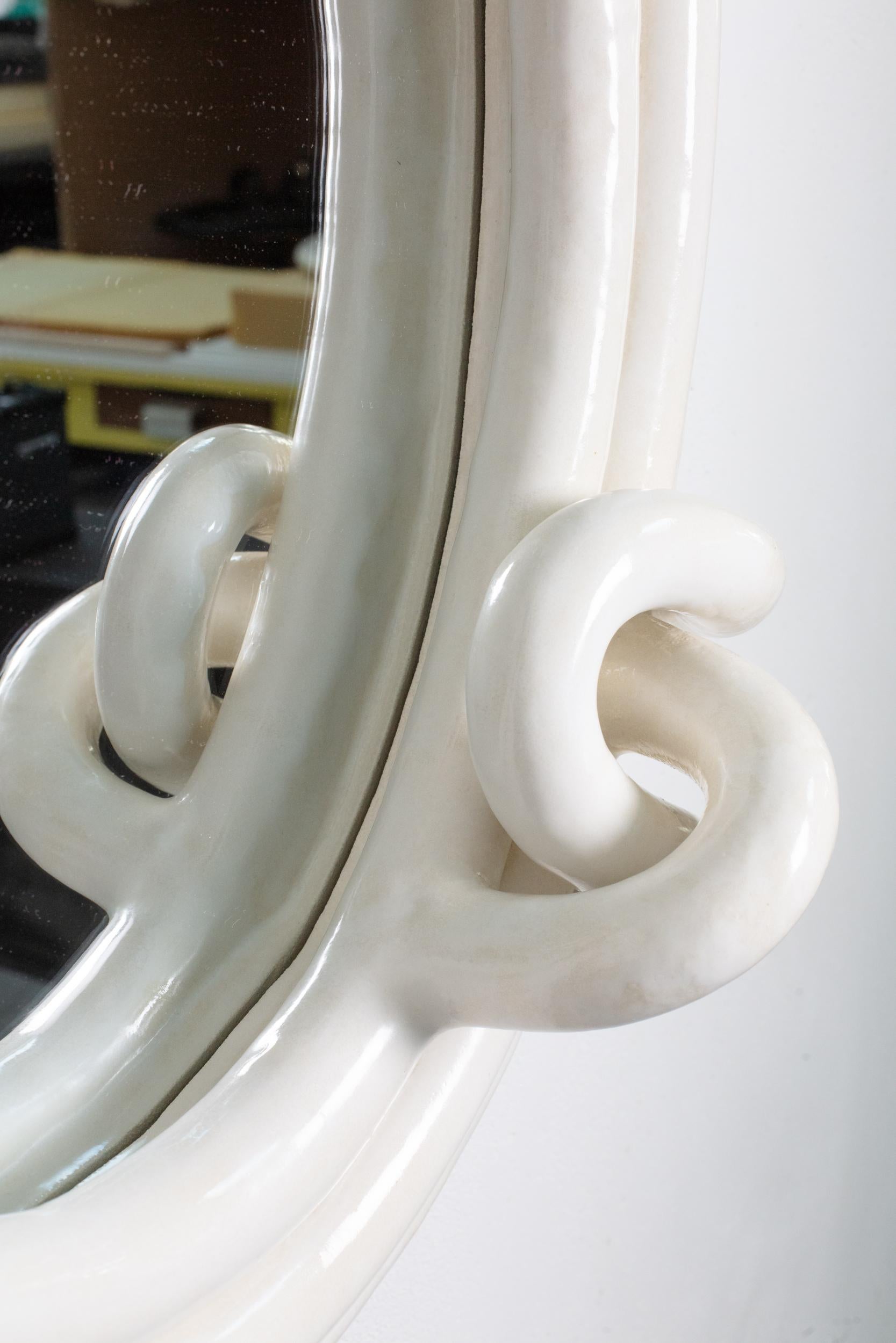 White glazed stoneware mirror by Clémentine Dupré, 2024 4