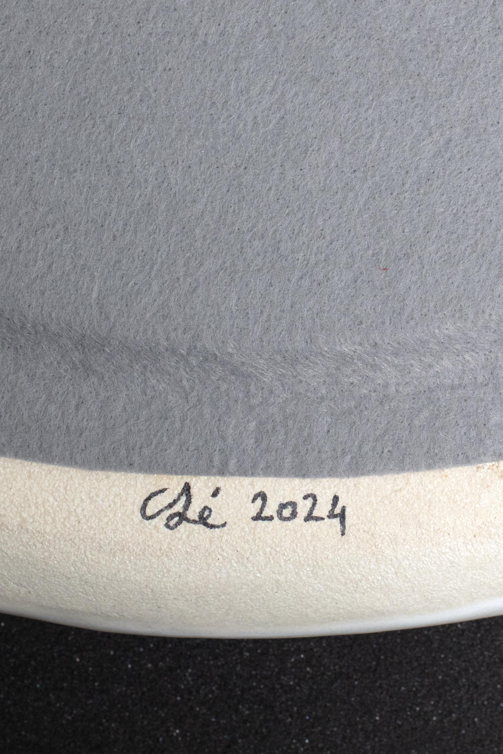 White glazed stoneware mirror by Clémentine Dupré, 2024 5