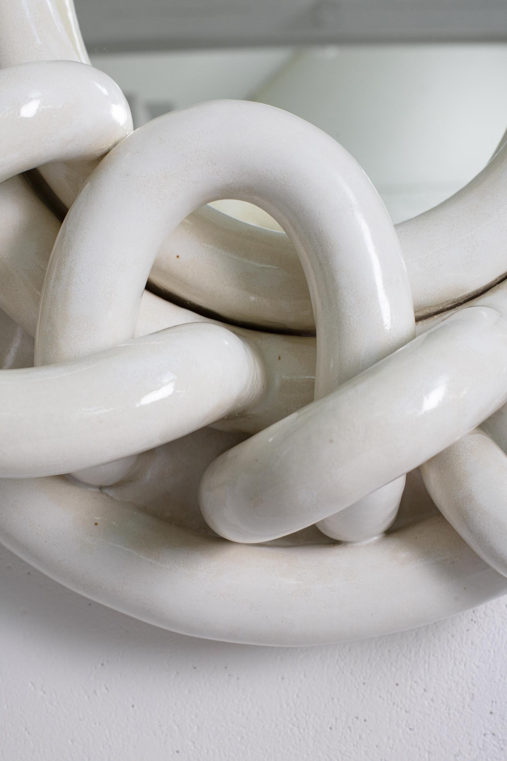French White glazed stoneware mirror by Clémentine Dupré, 2024