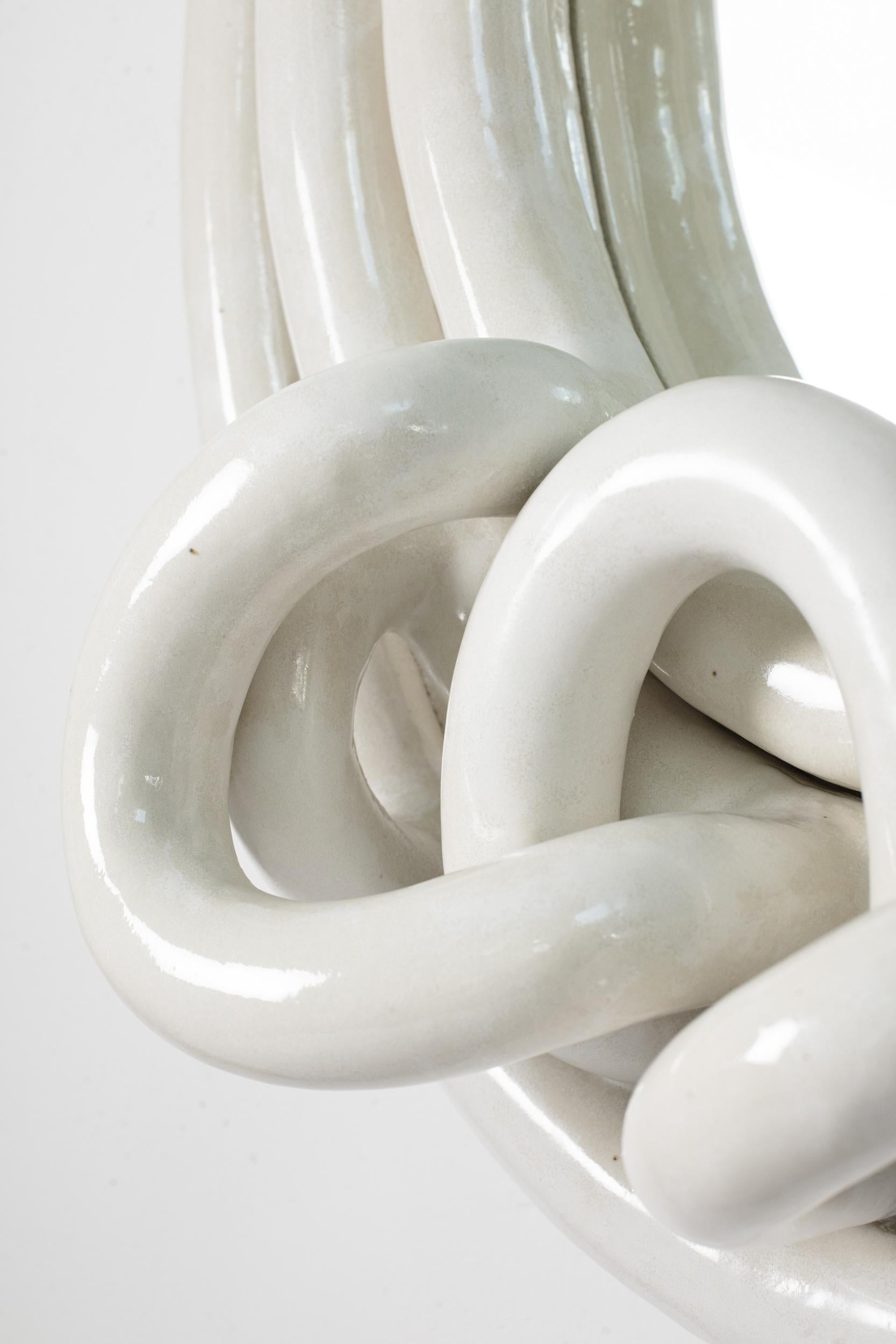 Contemporary White glazed stoneware mirror by Clémentine Dupré, 2024