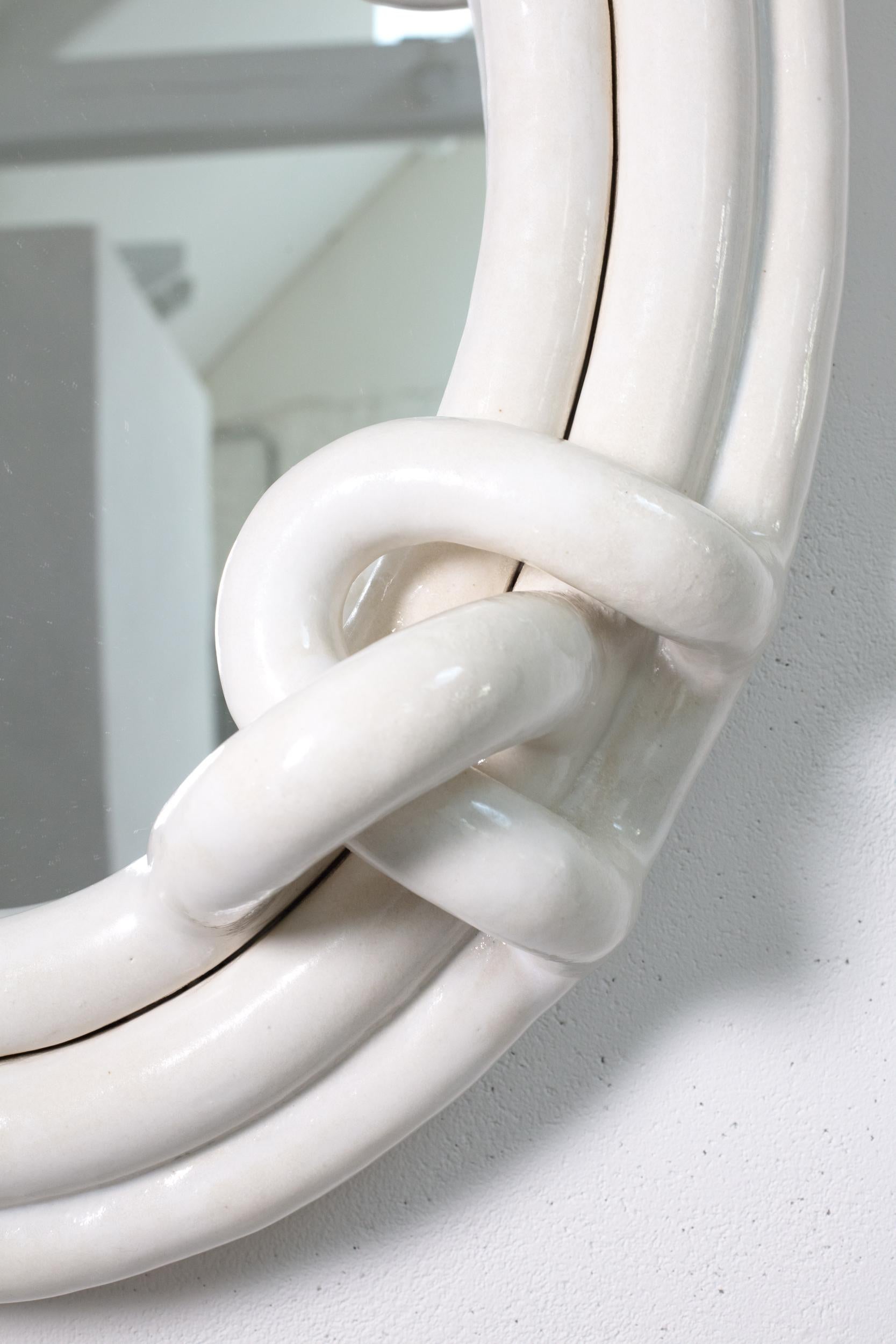 Ceramic White glazed stoneware mirror by Clémentine Dupré, 2024