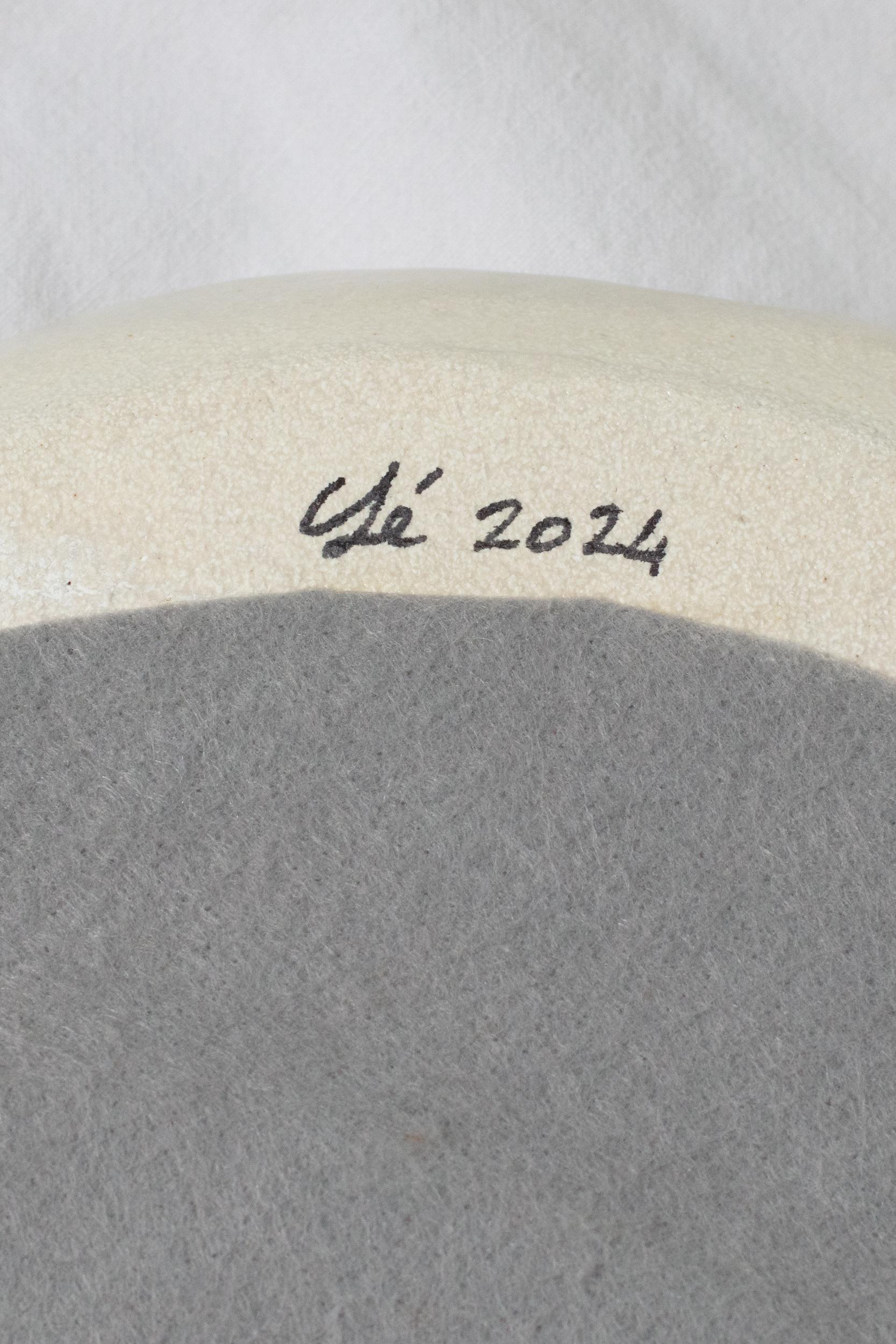 Ceramic White glazed stoneware mirror by Clémentine Dupré, 2024
