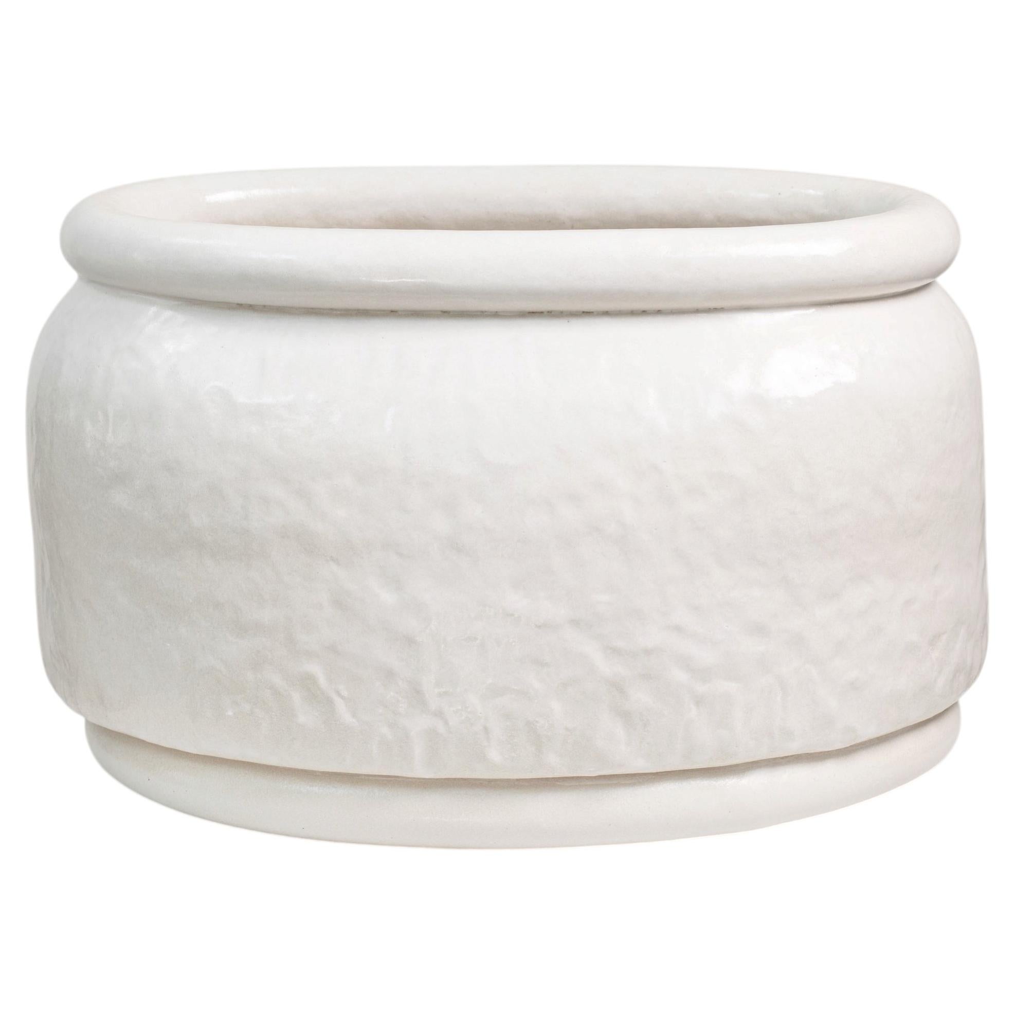 White glazed stoneware pot entitled « Pot #3 », 2026. For Sale