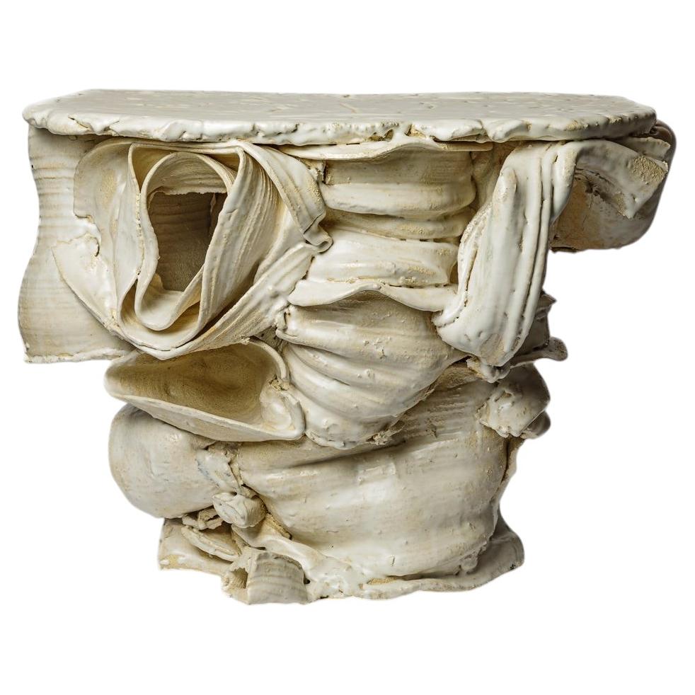White glazed stoneware table by Patrick Crulis, 2026.
