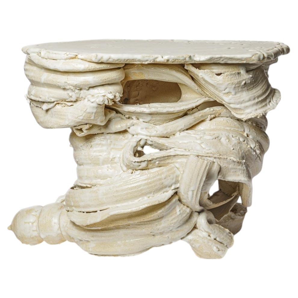 White glazed stoneware table by Patrick Crulis, 2026.