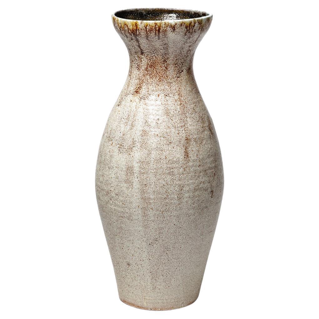 White glazed stoneware vase by Accolay, circa 1960-1970.