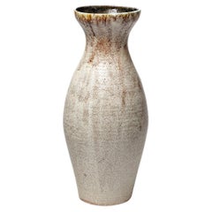 Vintage White glazed stoneware vase by Accolay, circa 1960-1970.