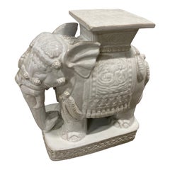 Sedile da giardino Elefante in terracotta smaltata bianca