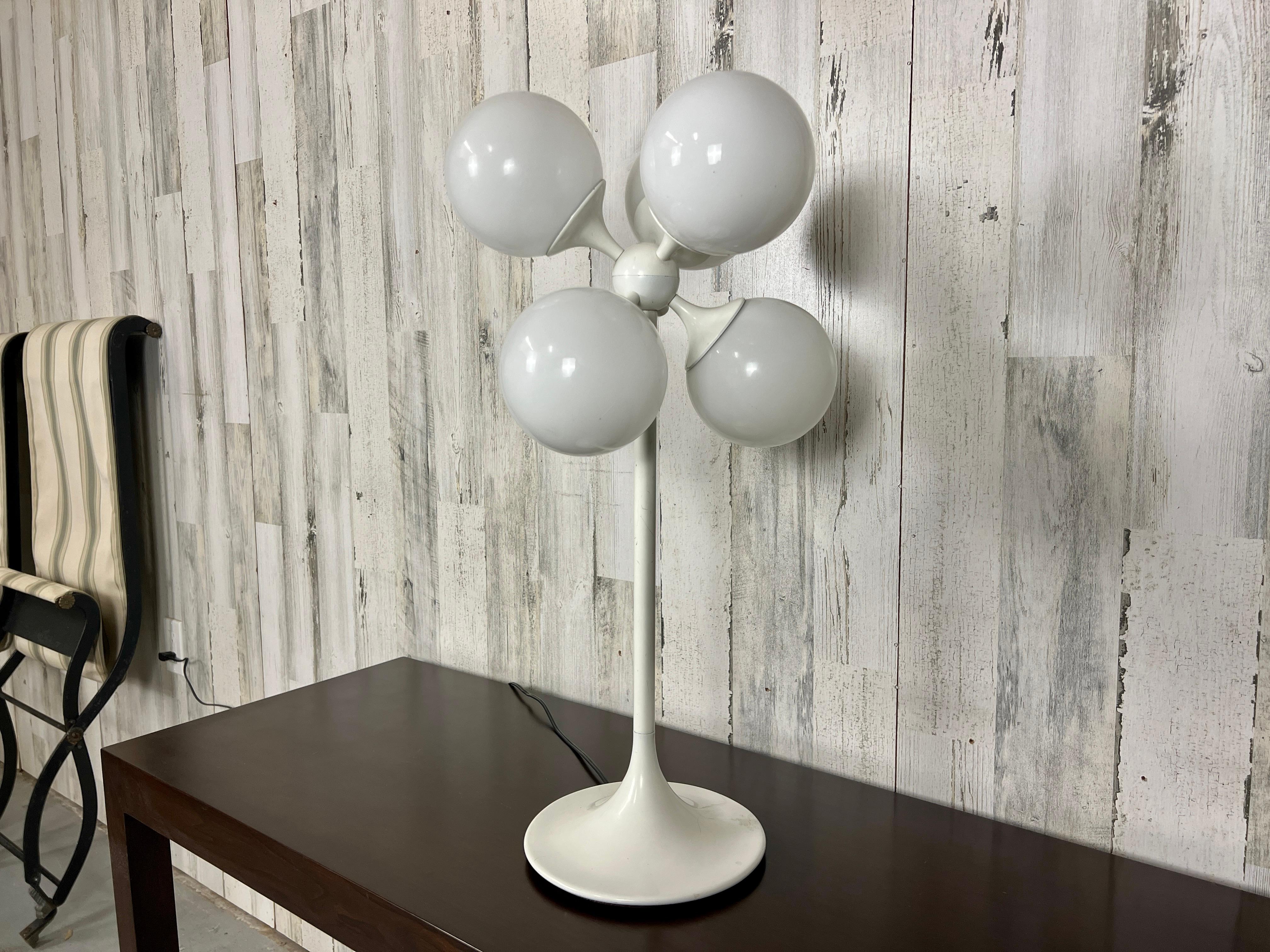 American White Globe Table Lamp by Lightolier For Sale