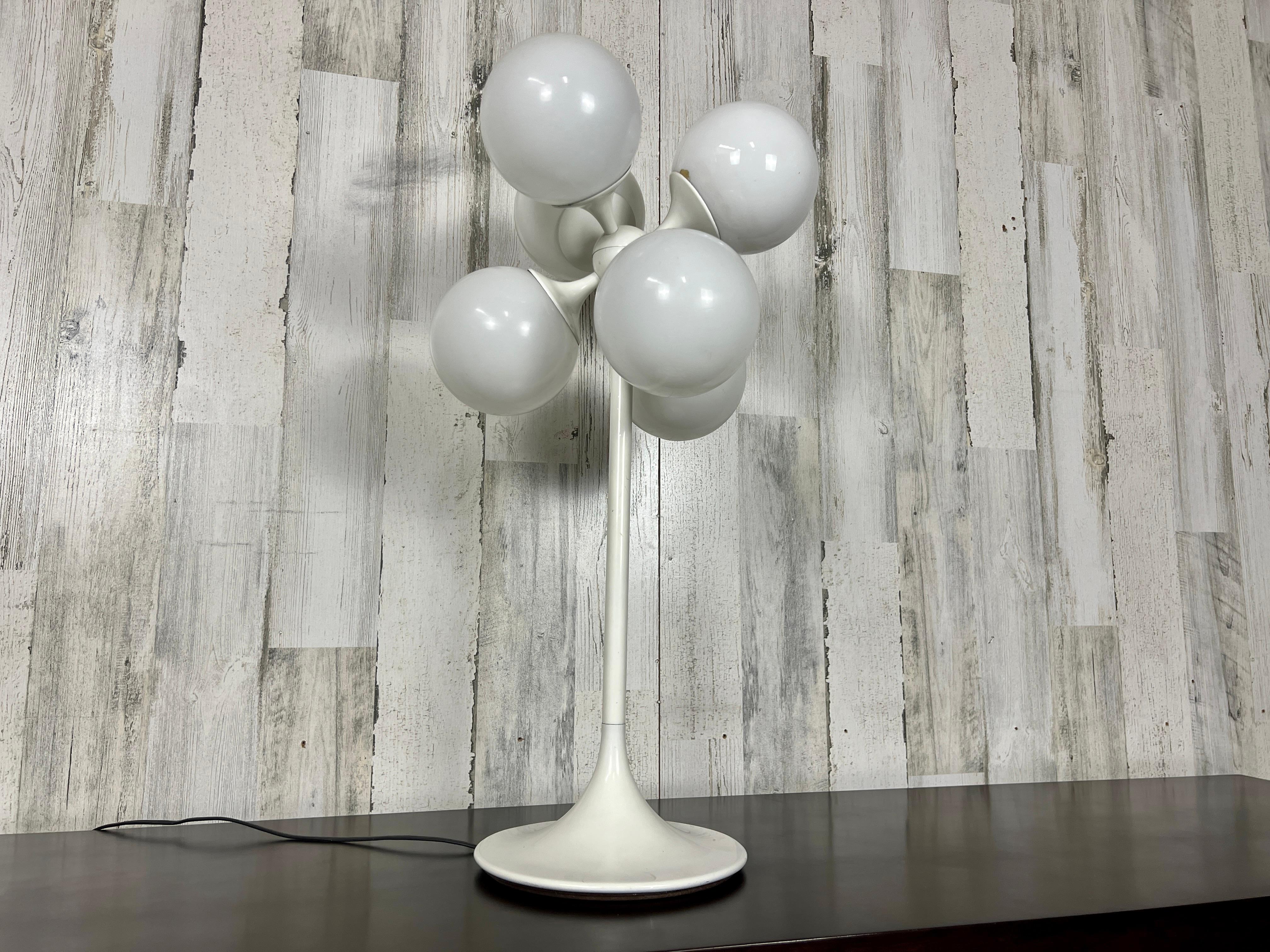 Painted White Globe Table Lamp by Lightolier For Sale