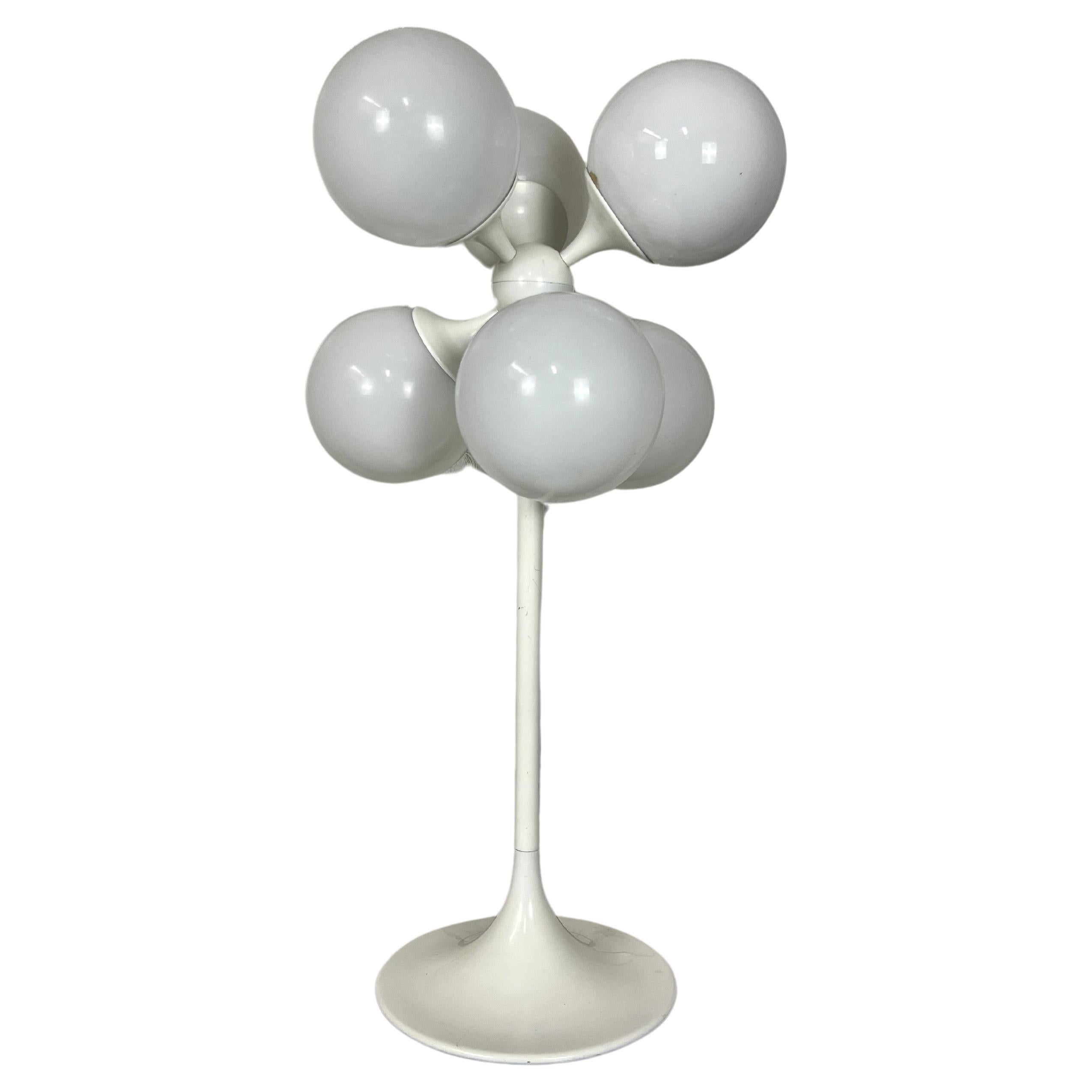 White Globe Table Lamp by Lightolier For Sale
