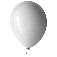 White glossy ceramic balloon sculpture handmade for wall, ceiling installation