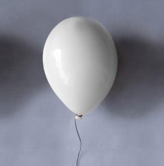 White glossy ceramic balloon wall sculpture - Handmade by ArtArsouf
