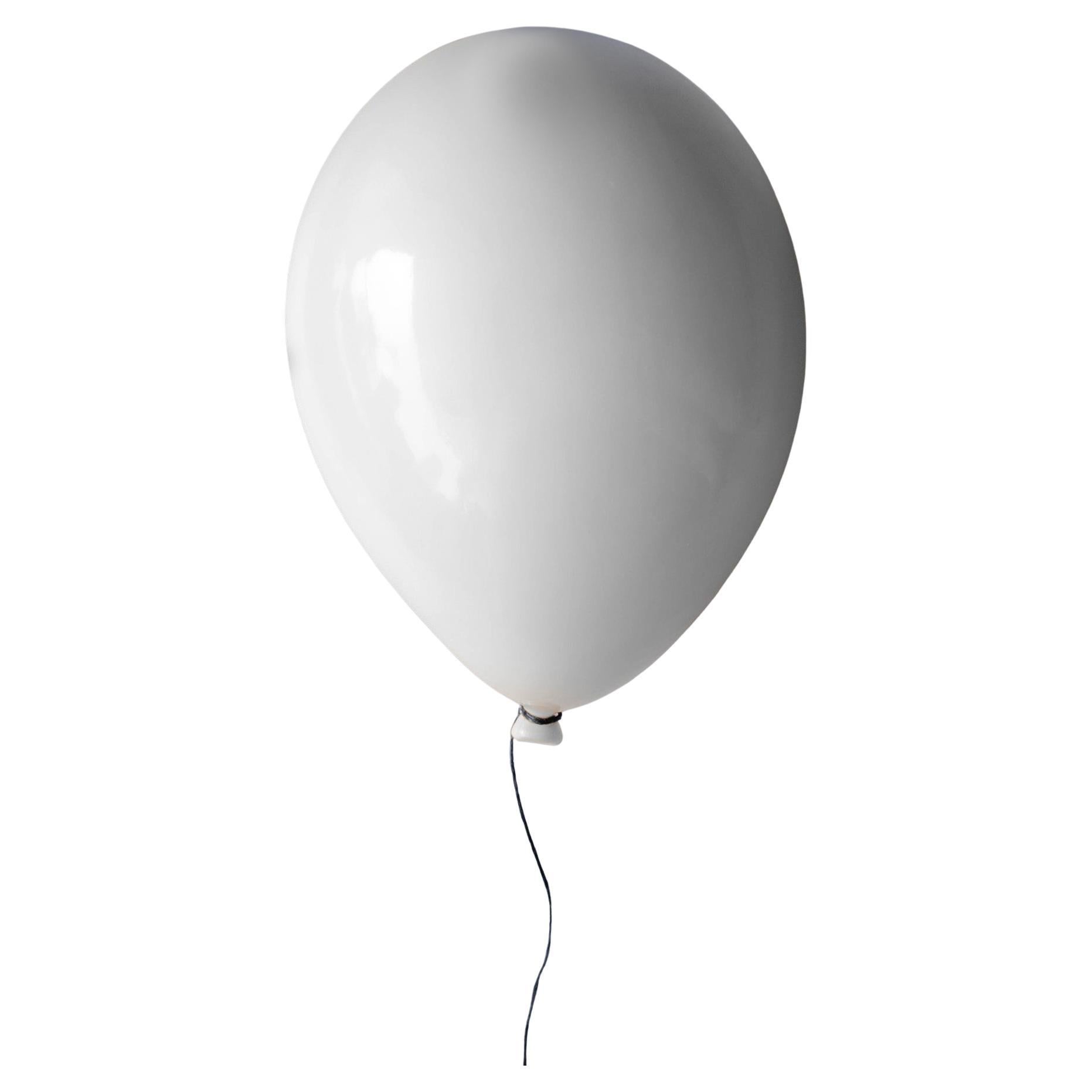White glossy ceramic balloon wall sculpture - Handmade by ArtArsouf