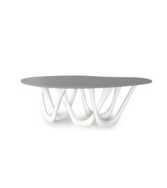 Mesa G escultórica de acero y hormigón blanco brillante by Zieta