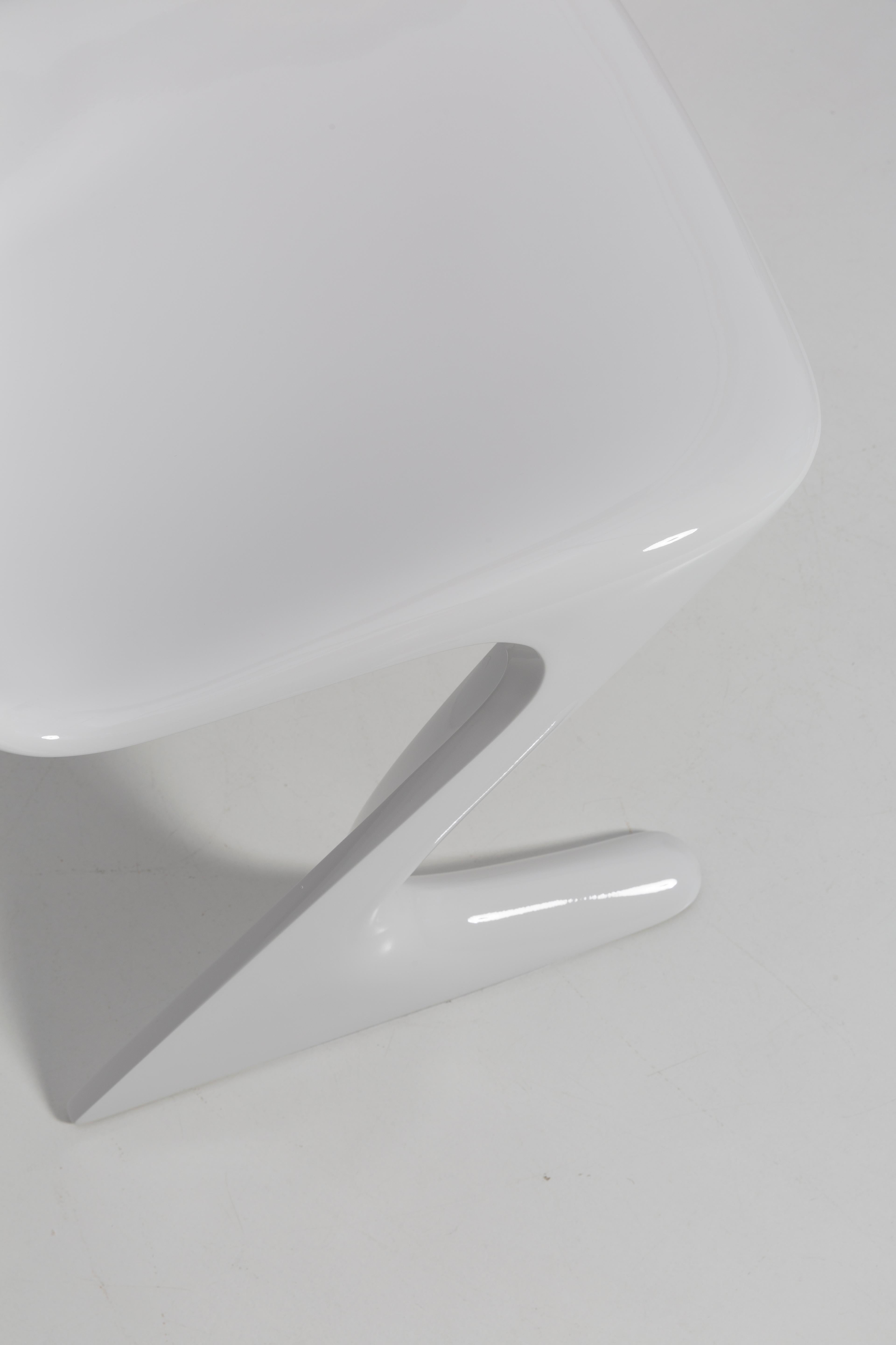 Lacquered White Glossy Kangaroo Chair Designed by Ernst Moeckl, Germany, 1960s For Sale