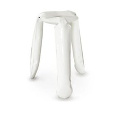 White Glossy Steel Kitchen Plopp Stool by Zieta