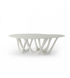 White Glossy Steel Sculptural G-Table by Zieta