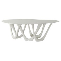 Table sculpturale G-Table en acier blanc brillant de Zieta