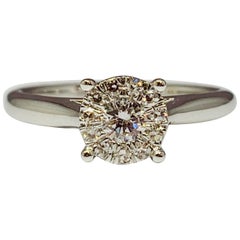White Gold 0.10 Carat Round Diamond Cluster Engagement Ring