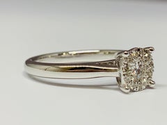 White Gold 0.10 Carat Round Diamond Cluster Engagement Ring