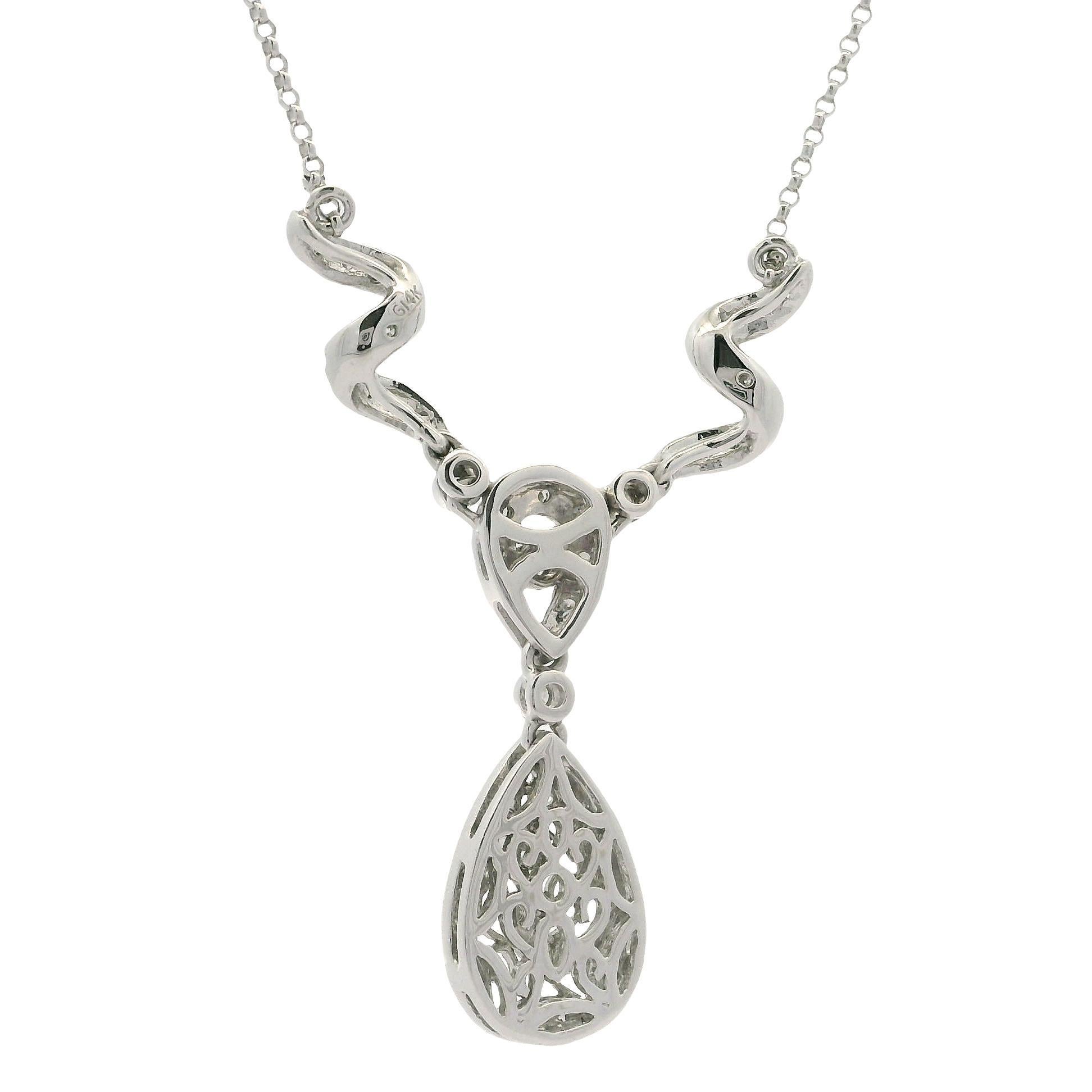 Weißgold 0,23ctw Fancy Diamond Swirl Teardrop Pear Drop 16