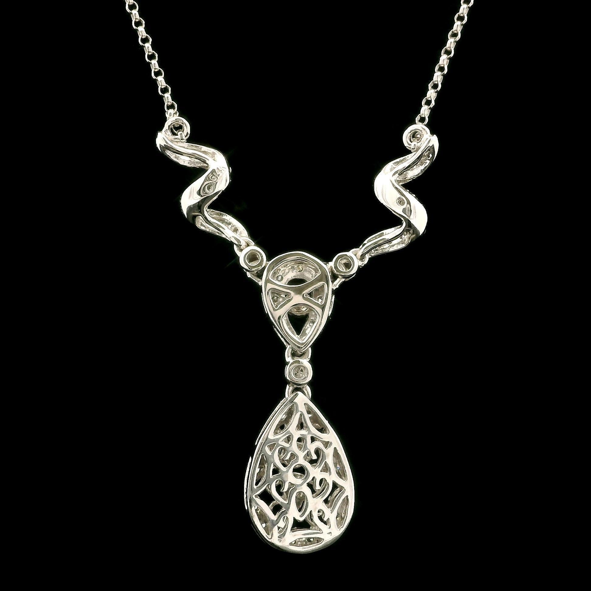 Weißgold 0,23ctw Fancy Diamond Swirl Teardrop Pear Drop 16