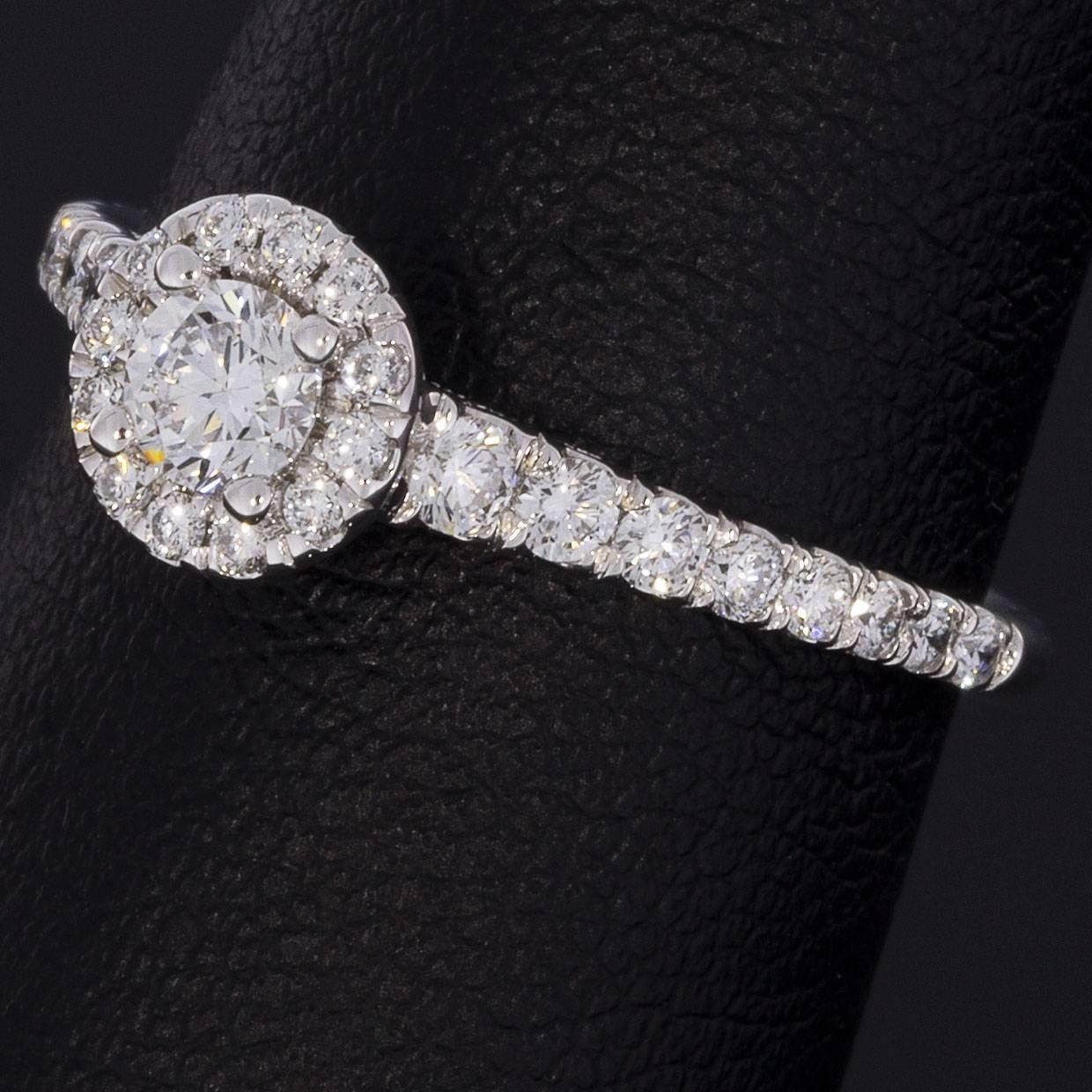 Gabriel & Co. White Gold 0.87 Carat Round Diamond Halo Engagement Ring 1