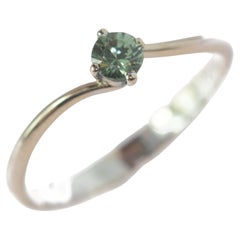White Gold 0.25 Carat Green Sapphire Valentino Solitaire Ring Intini Jewels