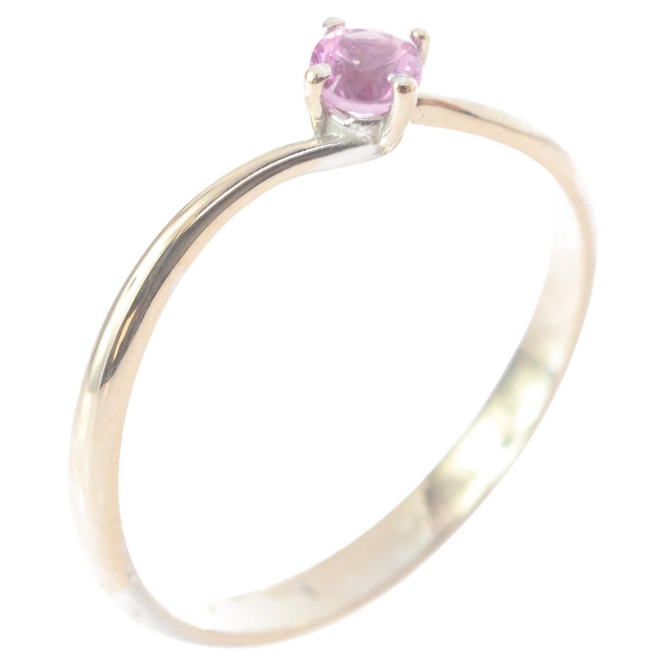 White Gold 0.25 Carat Pink Sapphire Valentino Solitaire Ring INTINI Jewels For Sale