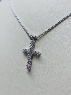 White Gold 0.25 Carat Round Diamond Cross Necklace