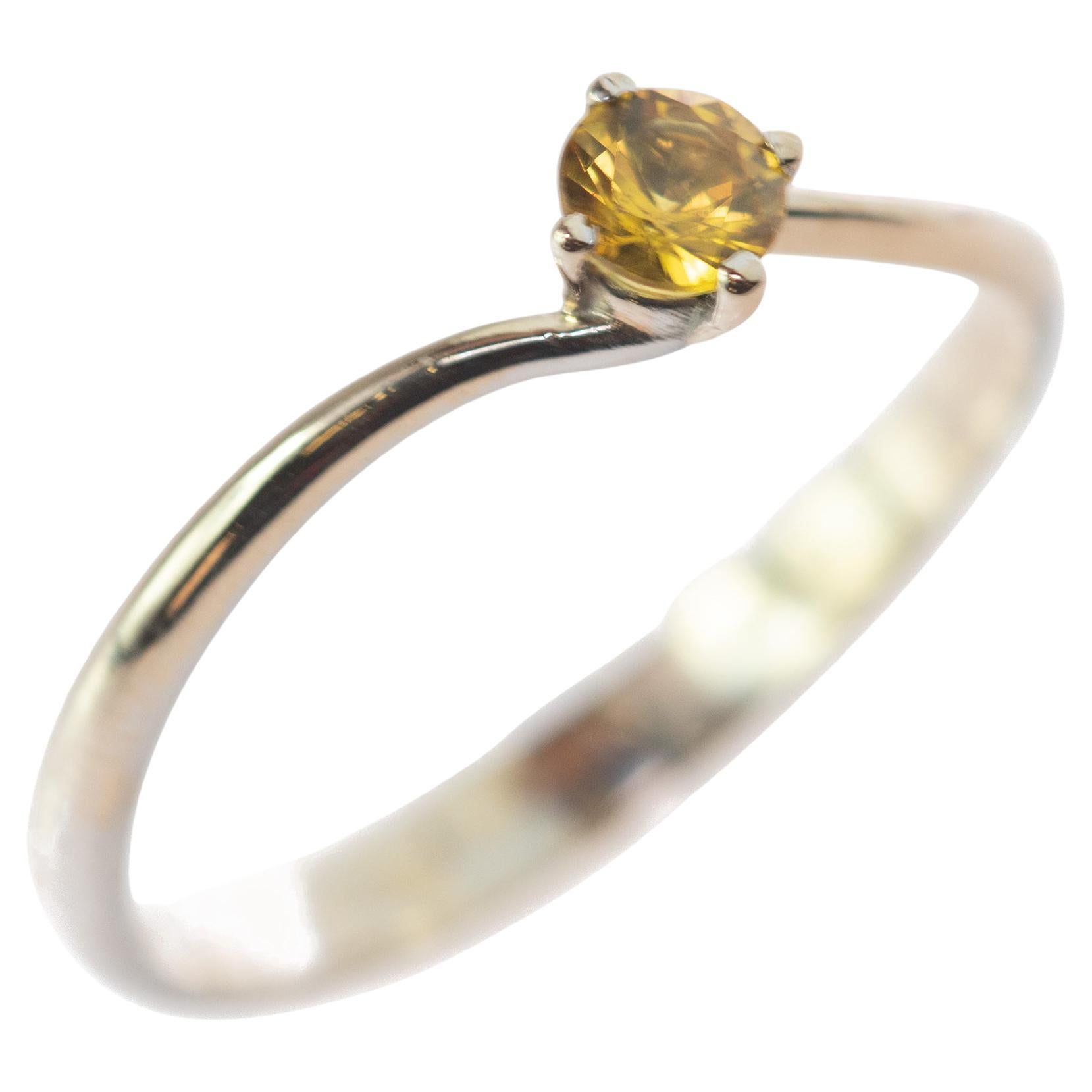 White Gold 0.25 Carat Yellow Sapphire Valentino Solitaire Ring For Sale