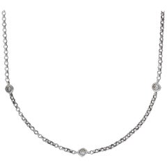 White Gold 0.30 Carat Round Diamond Chain Necklace