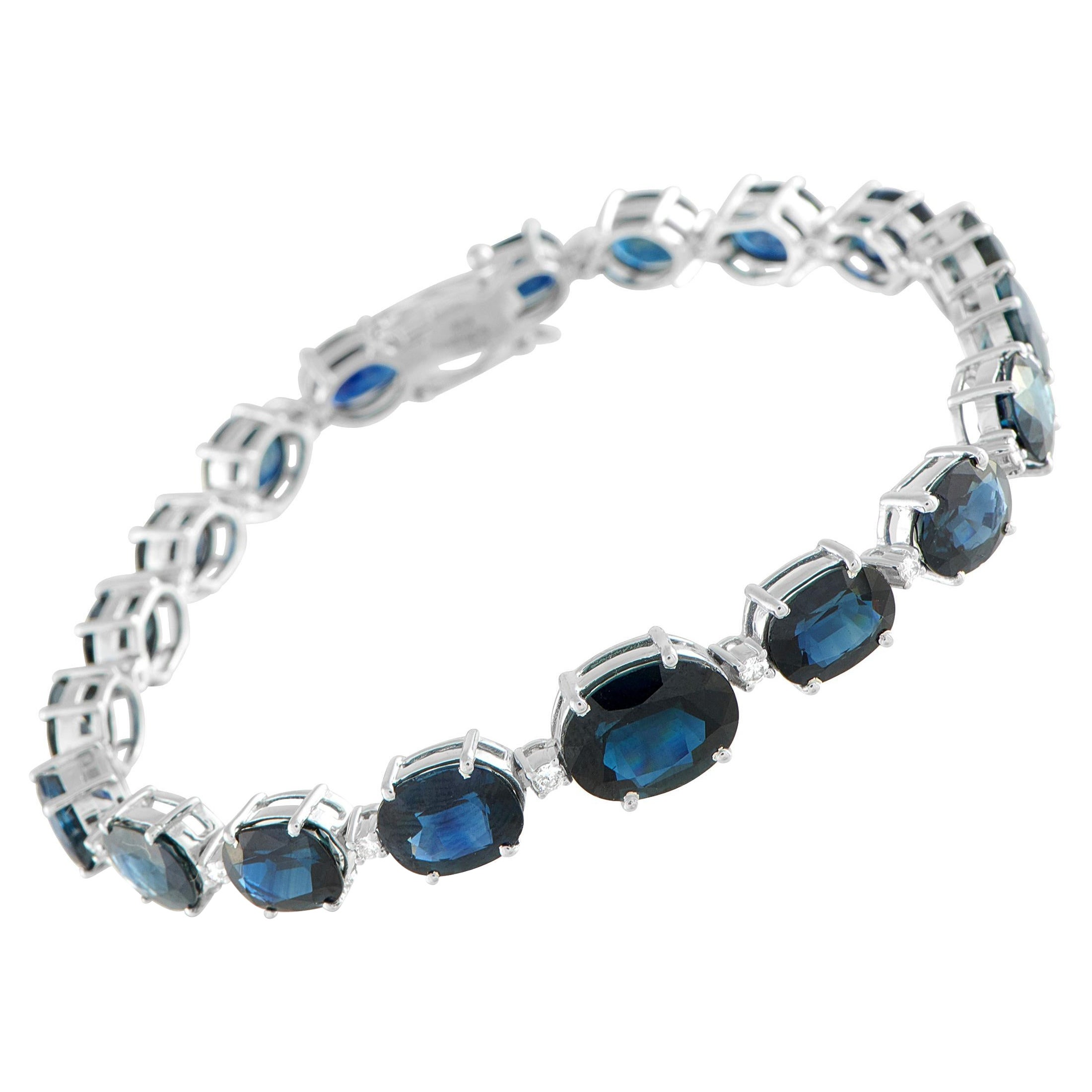 White Gold 0.32ct Diamond and Sapphire Bracelet #5203 For Sale