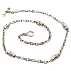 Collier à maillons en or blanc 0.40ctw Diamond Barrel Station Cable Link w/ Toggle Clasp