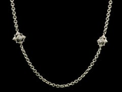 White Gold 0.40ctw Diamond Reversible Flower Station 16" Cable Link Necklace
