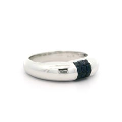 White Gold 0.40ctw Princess Cut Invisible Set Sapphire Stack Domed Band Ring