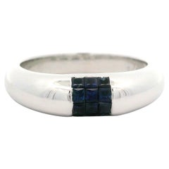 White Gold 0.40ctw Princess Cut Invisible Set Sapphire Stack Domed Band Ring