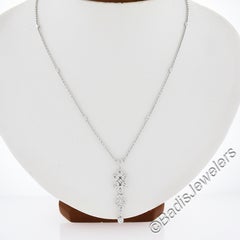 White Gold 0.50ctw Round Diamond Dangle Drop Pendant on 16" Station Necklace