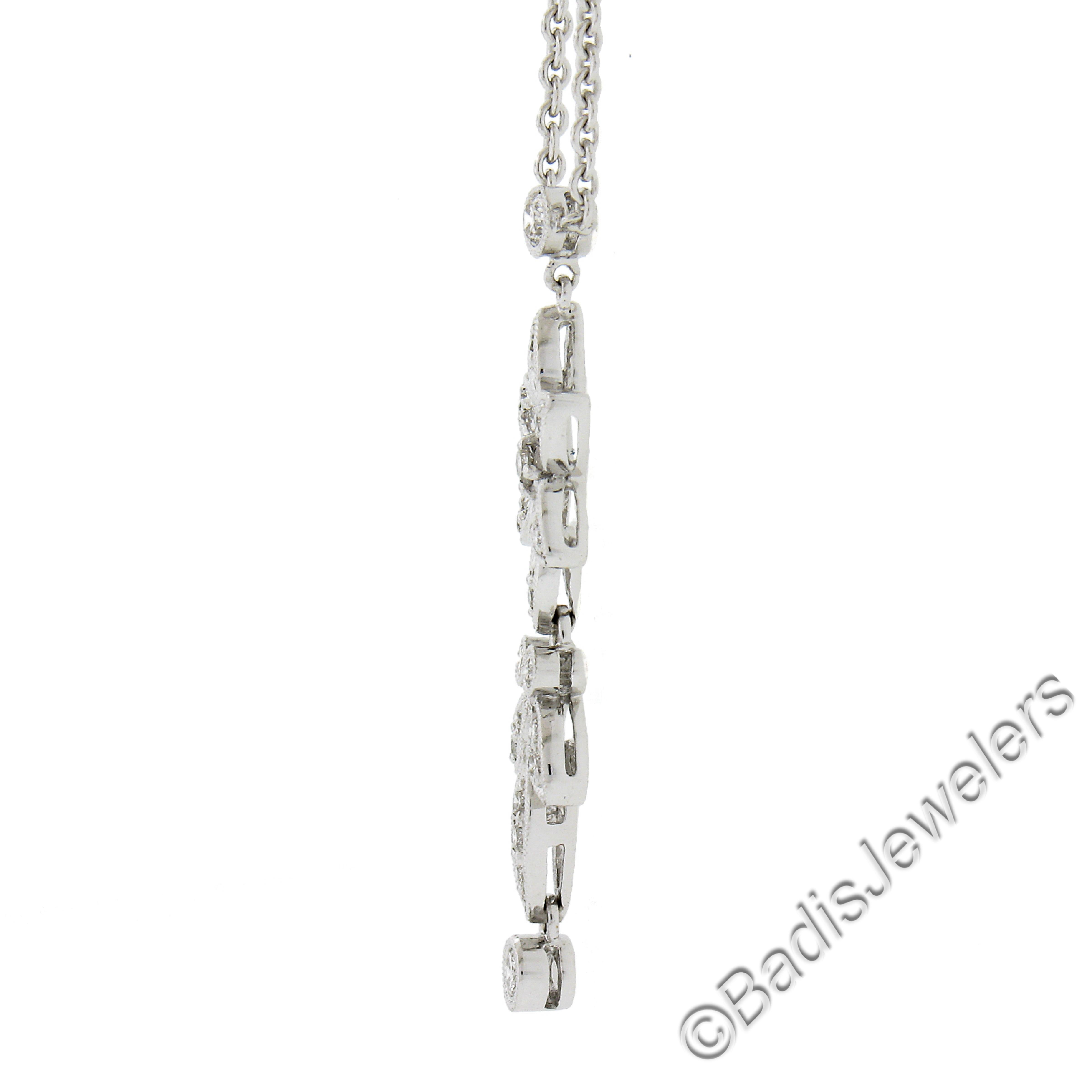 Pendentif pendentif en or blanc avec diamant rond de 0,50ctw sur collier stationnaire de 16 pouces en vente 1